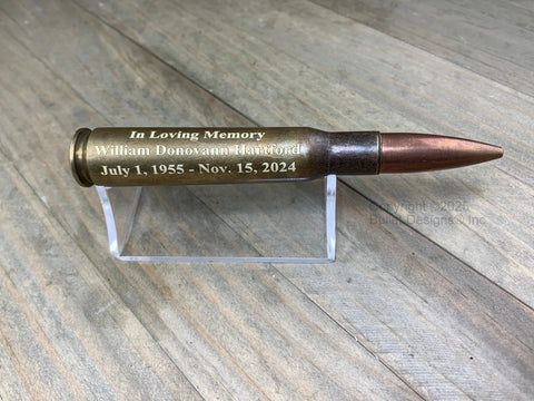 Custom Engraved Antique 50 Caliber REAL Bullet DIY Urn Kit, Memorial, Personalized, Ash Holder, Funeral, Keepsake, Military, Sniper, Army