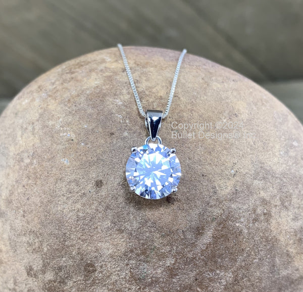 925 Sterling Silver Cubic Zirconia Necklace, Carat, CZ – Bullet