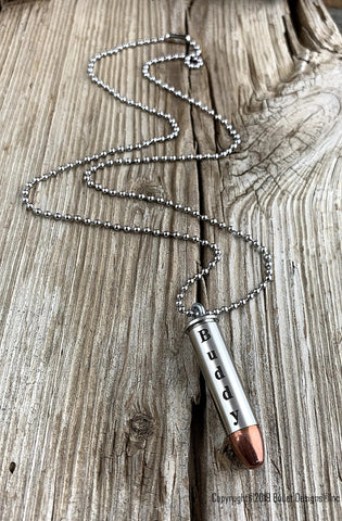 Engraved Bullet Necklace