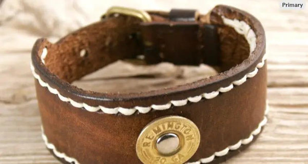 Bullet Bracelet, 20 Gauge Shotgun Shell, Leather, Custom