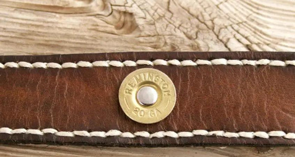 Bullet Bracelet, 20 Gauge Shotgun Shell, Leather, Custom