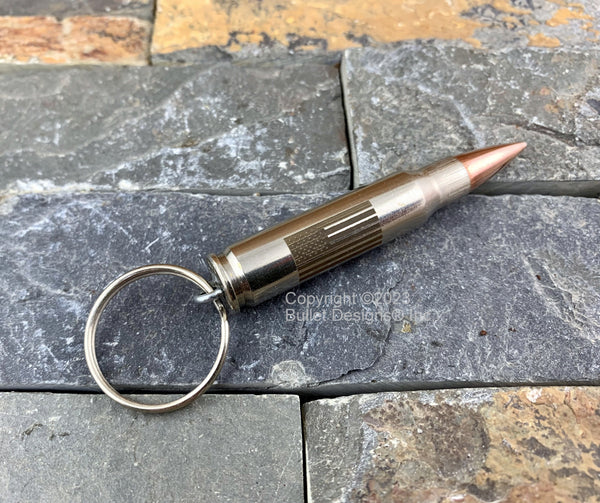 Bullet Keychain, Flag Keyring, USA keyring, Dark or Gold, 308, 30-06, 30-30, 270, 243, 223, Patriotic, Recycled Bullet, Patriot, Custom