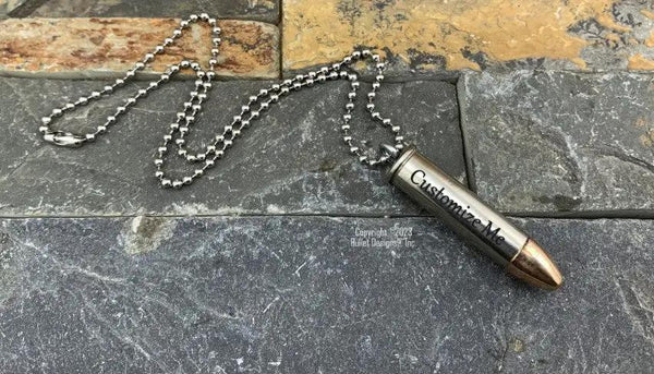Custom Engraved 38 Special or 357 Mag Bullet Necklace, REAL, DIY Urn Kit, Memorial, Personalized Ash Holder, Gab, Magnum, Engraving Optional