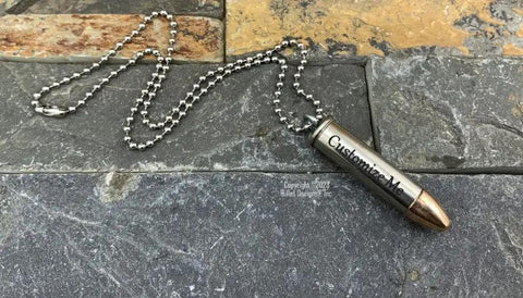 Custom Engraved 38 Special or 357 Mag Bullet Necklace, REAL, DIY Urn Kit, Memorial, Personalized Ash Holder, Gab, Magnum, Engraving Optional