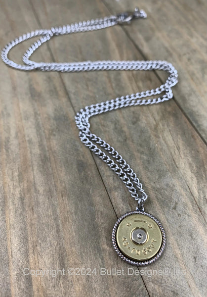 45-70 Antique Silver Bullet Necklace Stainless Steel Chain Custom