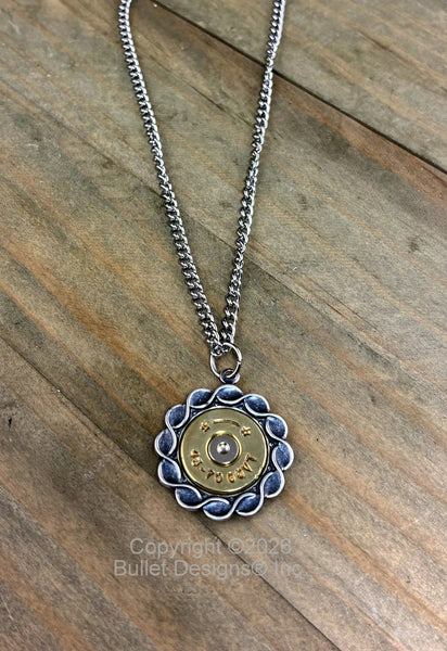 45-70 Custom Bullet Necklace, Vintage Inspired, Brass, Stainless Steel, Hand Crafted, Rope, Antique, Silver, Round