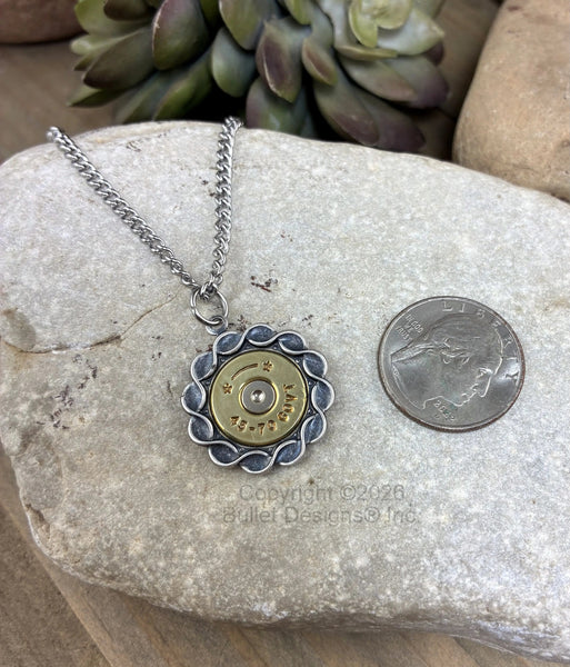 45-70 Custom Bullet Necklace, Vintage Inspired, Brass, Stainless Steel, Hand Crafted, Rope, Antique, Silver, Round