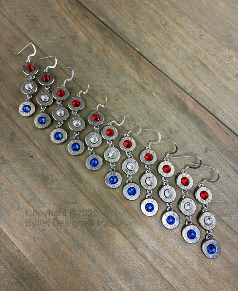 40 Caliber Red, White & Blue USA Bullet Earrings July 4