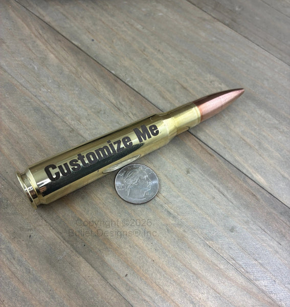 Bullet Bottle Opener, DARK Engraved 50 Caliber Brass Bullet, Custom, Personalized, 50BMG, Military Very Large, Engraving Optional