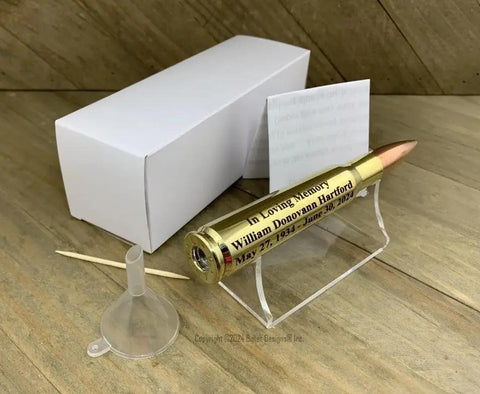 Custom Engraved 50 Caliber REAL Bullet DIY Urn Kit, Memorial, Personalized, Ash Holder, Funeral, Keepsake, Military, Sniper, Army, Ashes