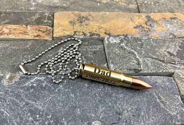 Ingraved Bullets Custom Engraved Real Bullet Urn, Necklace, AK-47, 223 – Bullet Designs ...