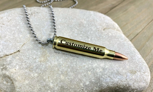 Ingraved Bullets Custom Engraved Brass Bullet Necklace, 308, 30-06, 223, 270 – Bullet ...