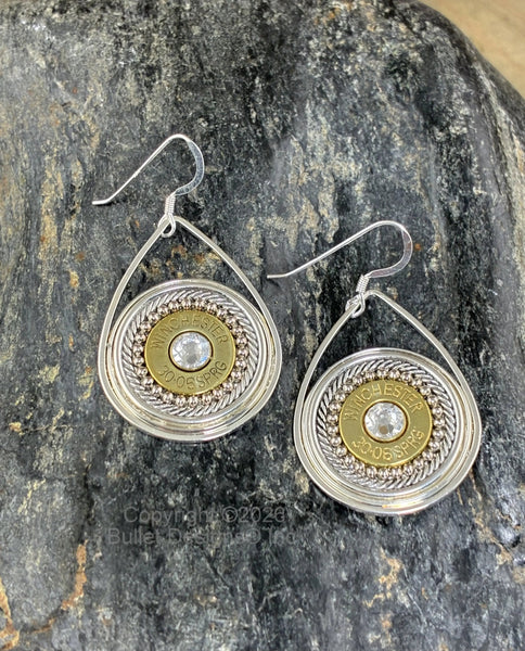 Bold & Beautiful Dangle Custom Bullet Earrings, Teardrop, Sterling Silver Earwires, 30-06, 308, 45 Auto, 270, 243