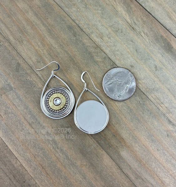 Bold & Beautiful Dangle Custom Bullet Earrings, Teardrop, Sterling Silver Earwires, 30-06, 308, 45 Auto, 270, 243
