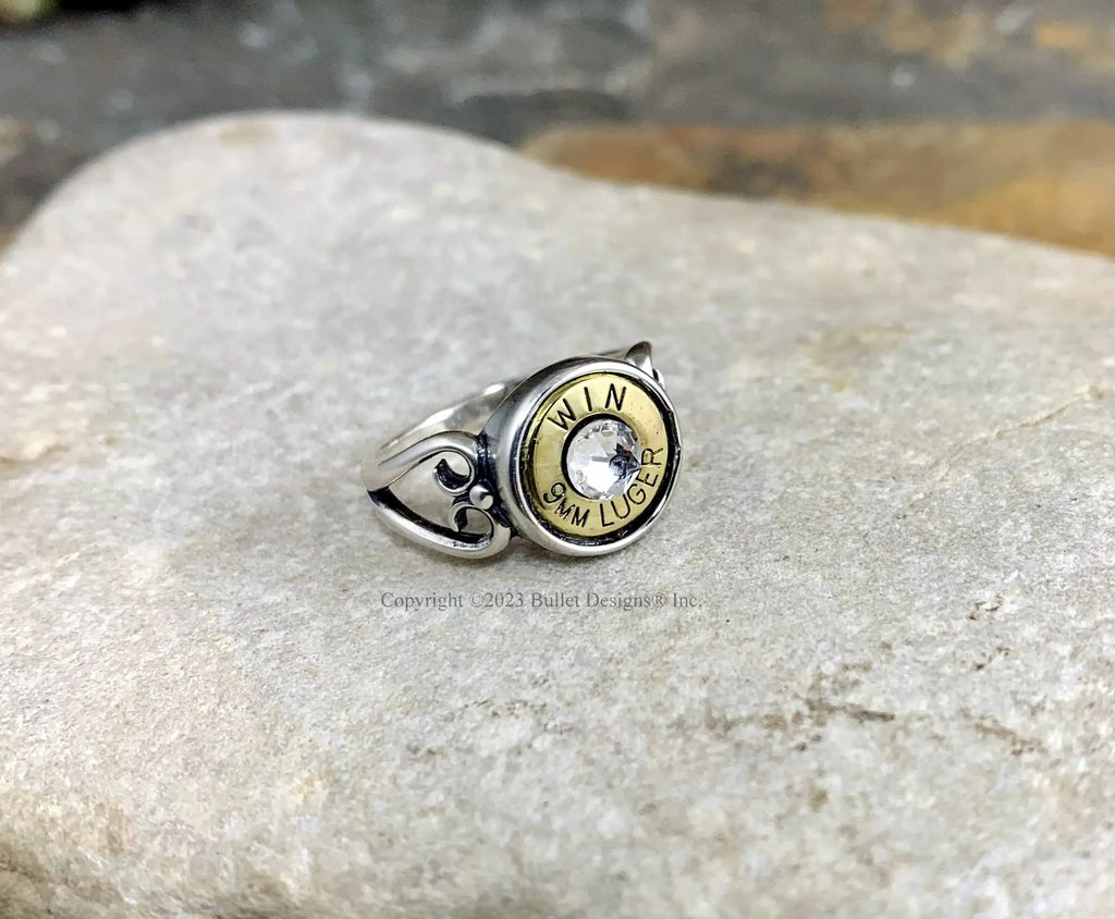 Custom 9mm Sterling Silver Heart Bullet Ring, Winchester – Bullet ...