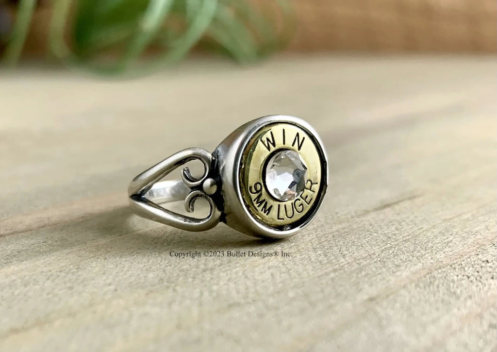 Custom 9mm Sterling Silver Heart Bullet Ring, Winchester – Bullet ...
