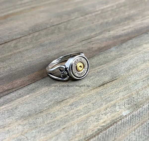 Custom 9mm Sterling Silver Heart Bullet Ring, Winchester – Bullet ...