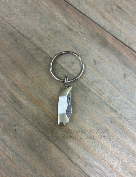 Tiny Knife Keychain, Bone Handle, Rough Rider Knife Keyring, Rough Ryder