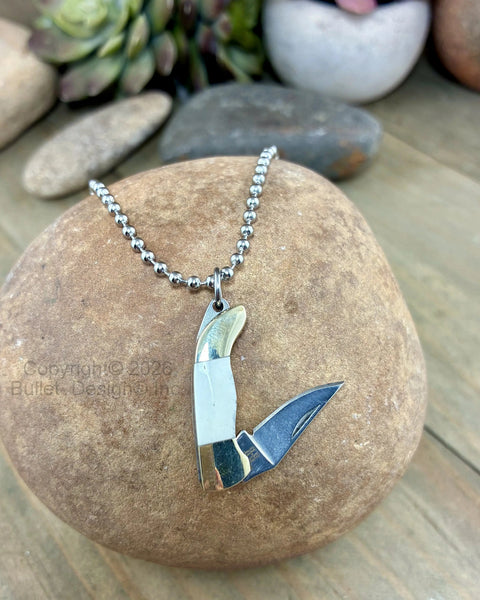 Knife Necklace, Rough Ryder Miniature, Tiny Knife Necklace, Unique Jewelry, Bone Handle, Knife Jewelry, Stainless Ball Chain, Custom Length