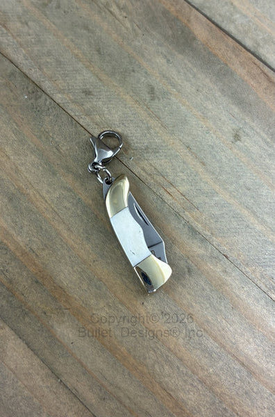 Tiny Knife Charm, Miniature Knife Charm, Stainless Steel Clasp, Unusual Charm, Pendant, Real Knife Opens