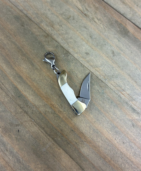 Tiny Knife Charm, Miniature Knife Charm, Stainless Steel Clasp, Unusual Charm, Pendant, Real Knife Opens