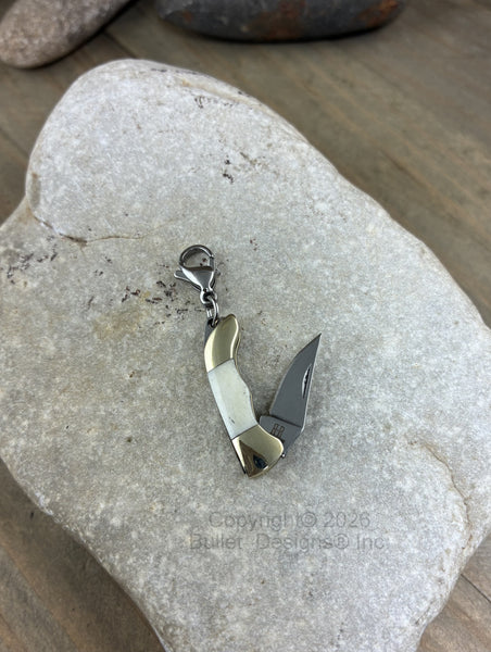 Tiny Knife Charm, Miniature Knife Charm, Stainless Steel Clasp, Unusual Charm, Pendant, Real Knife Opens