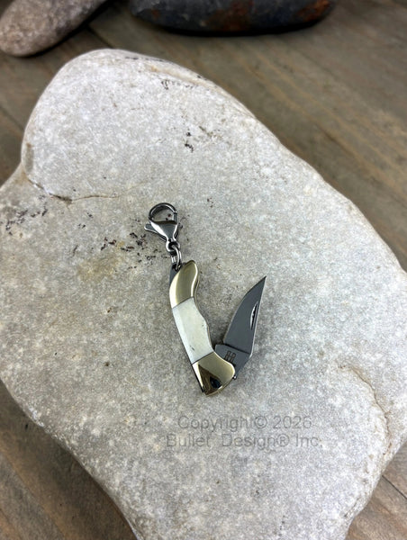 Tiny Knife Charm, Rough Ryder Miniature Knife Charm, Stainless Steel Clasp, Unusual Charm, Pendant, Real Knife Opens