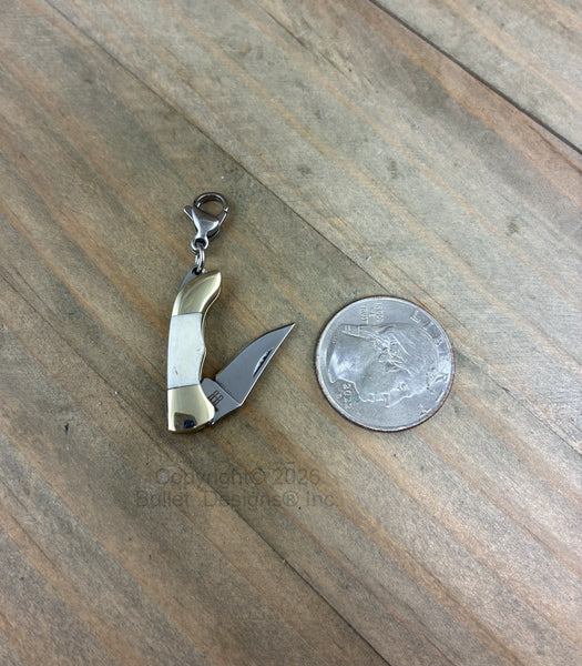 Tiny Knife Charm, Miniature Knife Charm, Stainless Steel Clasp, Unusual Charm, Pendant, Real Knife Opens