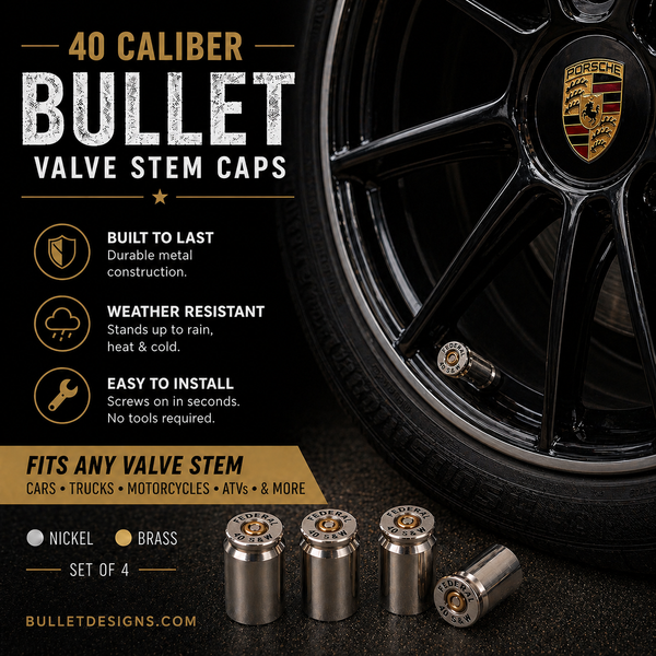 40 Caliber Bullet Valve Stem Caps (Set of 4)
