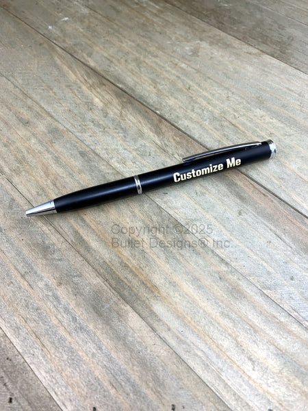 Custom Engraved Knife Ink Pen, Black or Silver