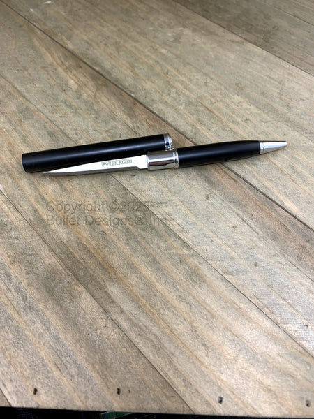 Custom Engraved Knife Ink Pen, Black or Silver