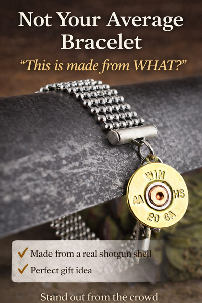 Stylish 20 Gauge Shotgun Mixed Metal Bracelet, Stainless Steel Ball Chain, Custom