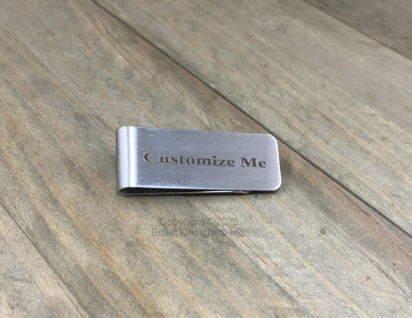 Custom Engraved Slender Bullet Money Clip, Groomsman, Personalized, Gift Him, TNR, 308, 45 Auto, 30-06, 270, 9mm, 40, AK-47, 223