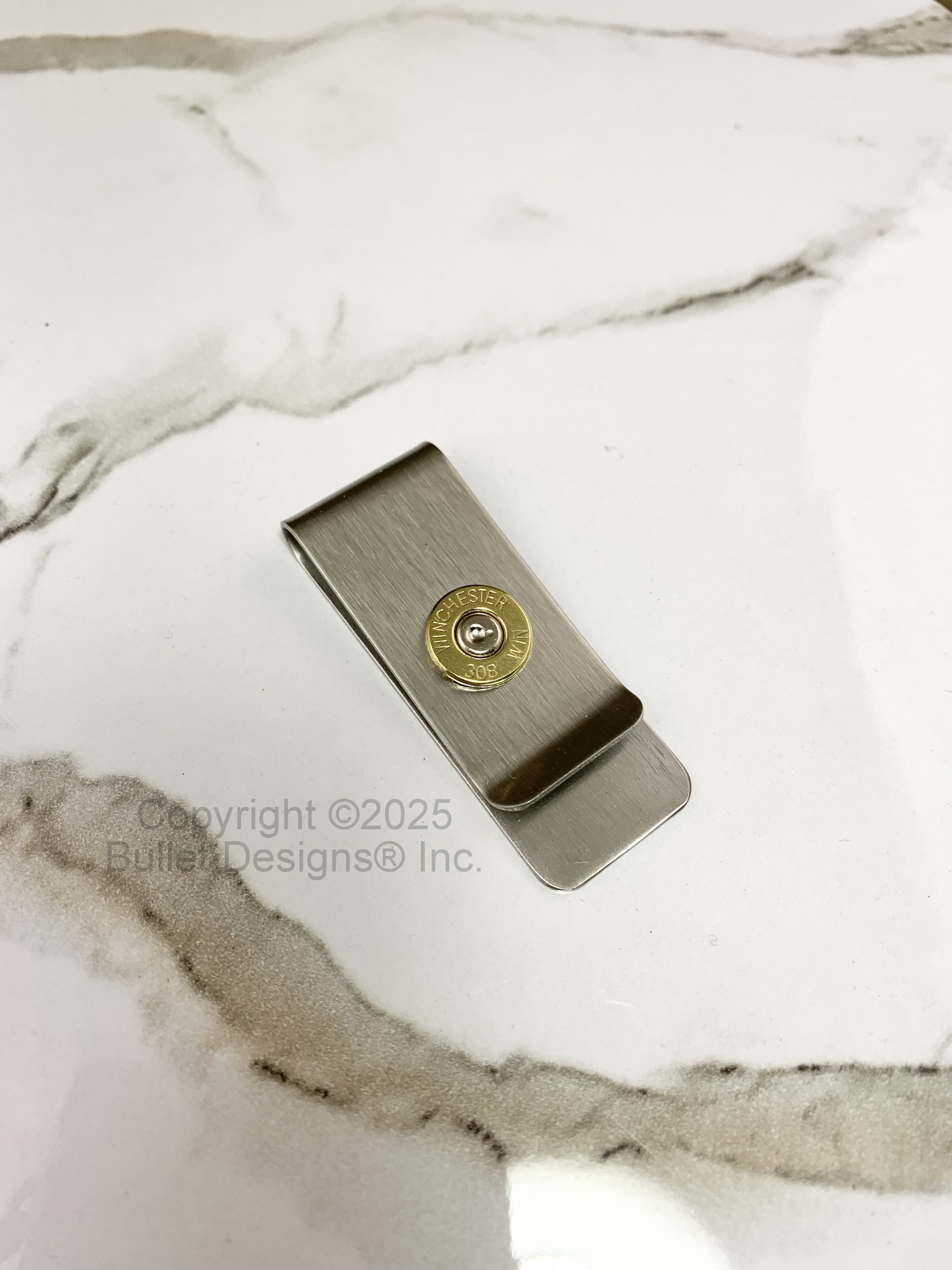 Custom Engraved Slender Bullet Money Clip, 308, 45, AK-47 – Bullet