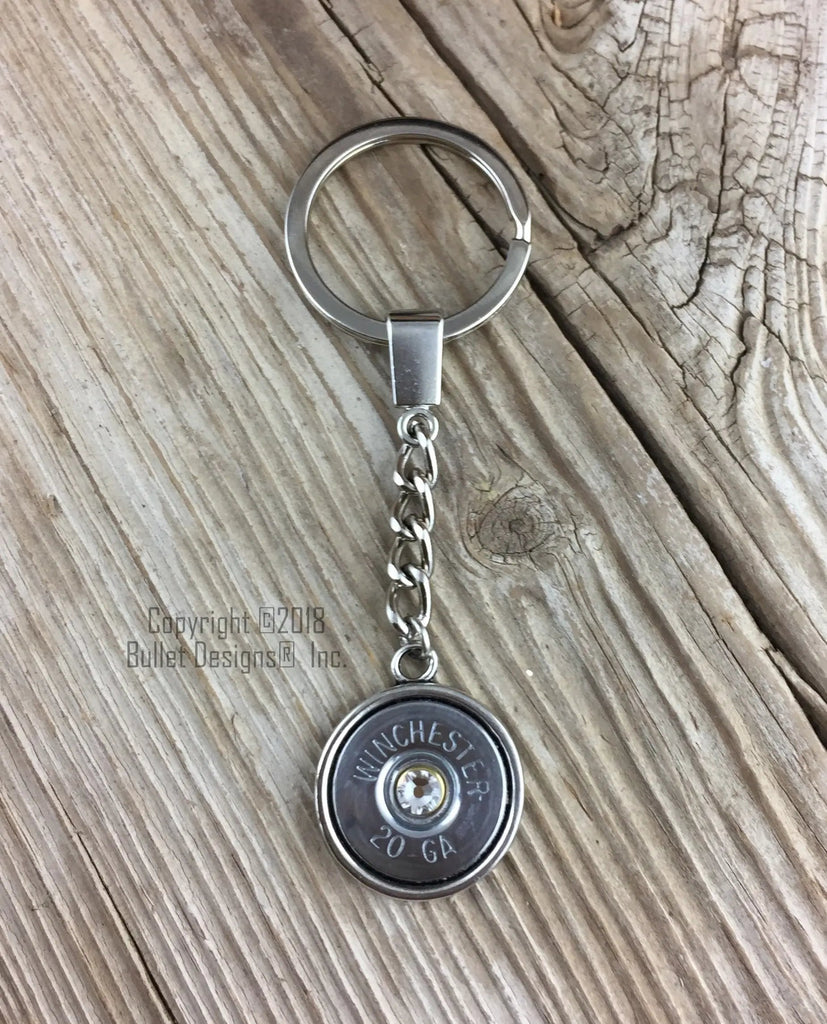 Custom Shotgun Keychain, 20 Gauge Keychain, Nickel or Brass Bullet