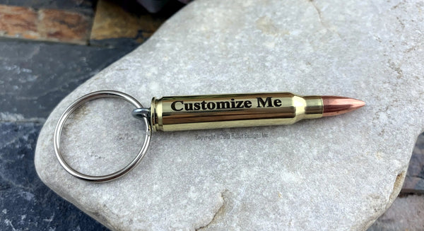 Custom Engraved Brass Bullet Key Chain Keychain, DARK Engraving, 308, 30-06, 30-30, 270, 243, ak-47,223, ar15, 300 Win Mag, 6.5 Creedmoor