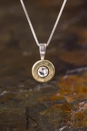 32 Auto Brass Sterling Silver Bullet Head Necklace