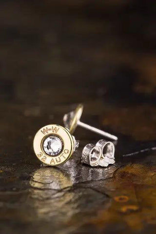 32 Auto Brass Bullet Head Stud Earrings