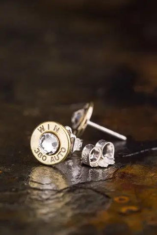 Brass Bullet Stud Earrings