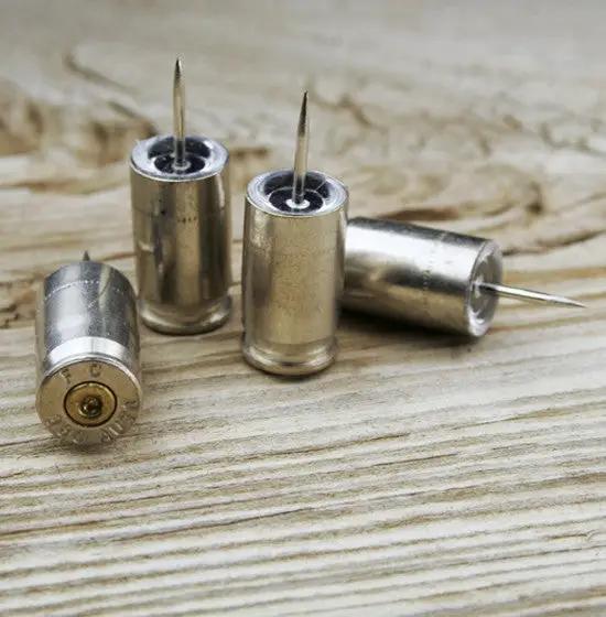 Nickel Real Bullet Push Pins Thumb Tacks, 380, 9mm, 40 Cal – Bullet ...