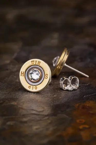410 Gauge Brass Bullet Head Stud Earrings
