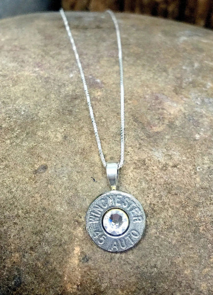 45 Auto Sterling Silver Bullet Head Necklace