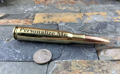 50 Caliber Brass Bullet Custom Engraved Paperweight, 50 BMG, Sniper, Machine Gun, Personalized, Military Gift, Paper Weight, Dark Laser Engraving, Dummy, Very Large, Heavy