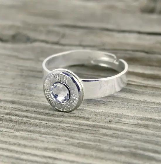 9mm Bullet Ring, Real Bullet! Swarovski Crystal, Adjustable – Bullet ...