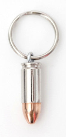9mm Bullet Keychain, Nickel or Brass