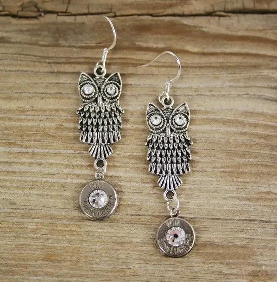 Bullet Designs 9mm Silver Plated Owl Earrings