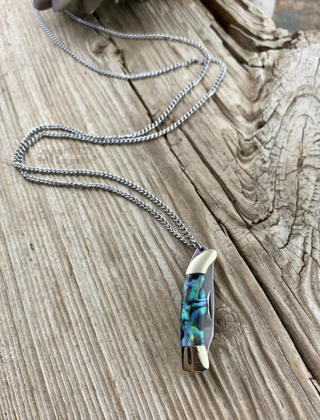 Abalone Rough Rider Knife Necklace, Ryder