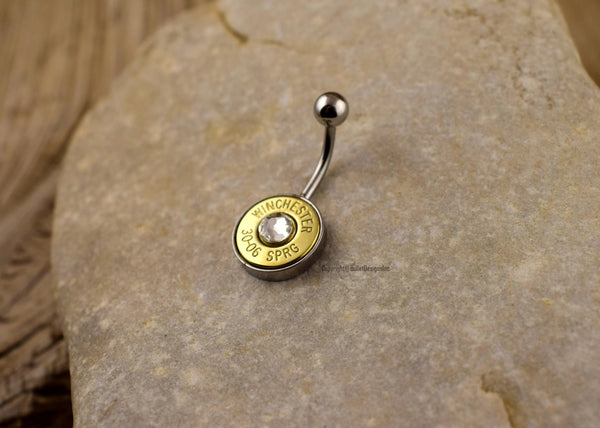 Bullet Belly Ring- Colt 45, 308, 30-06, 270, 243, 6.5 Creedmoor, 45 Auto, 7mm-08, 22-250 NON-DANGLE