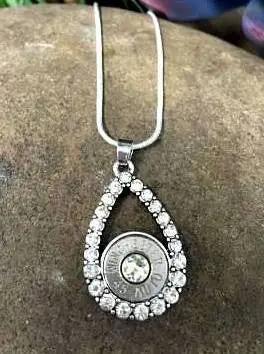 Nickel Crystal Teardrop Bullet Necklace