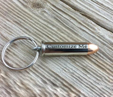 Custom Engraved Bullet Key Chain Keychain, DARK Engraving, 357 Mag, 38 Specia,l 44 Mag, Colt 45, 45 Auto